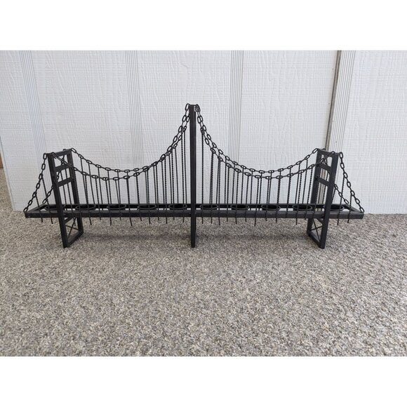 Unbranded Other - Suspension Bridge 10 Tealight Holder Table Decor Metal Black 32" 3 Towers